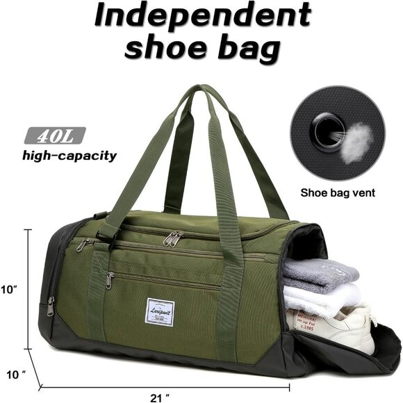 40L Travel Duffle Bag for Men & Women, Sports Gym Bag with Wet Pocket - Picture 5 of 8